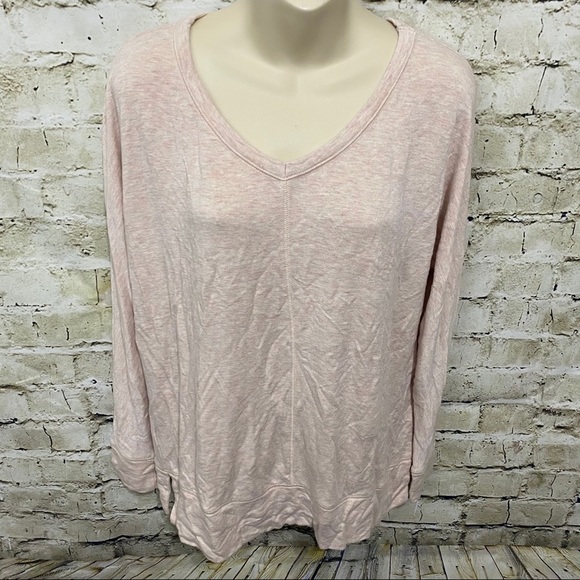 Lou & Grey Pink Space Dye Soft Knit Sweatshirt - Picture 1 of 5